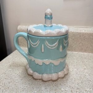 Sheffield Home Blue and Cream Ceramic Mug with Lid
